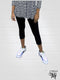 Capri Length soft women's Legging. Three button trim at the leg opening emcees the look - P001